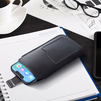 ROYAL - Ādas universāla jostas kabata ar flap melna - Izmērs L - IPHONE 6 / 7 / 8