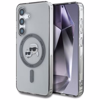 Viedtālruņa apvalks Karl Lagerfeld Button Karl & Choupette Heads Izdrukāts logotips MagSafe Samsung Galaxy S25 Plus - melns