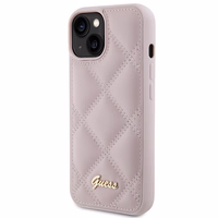 Guess Quilted Metal Logo viedtālruņa apvalks iPhone 15 - rozā
