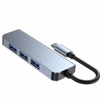 HUB Tech-Protect V1 4in1 USB-C - 3x USB-A 2.0 / USB-A 3.0 - pelēks