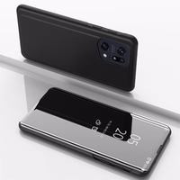 Clear View Case viedtālruņa apvalks Oppo Find X5 Pro apvalks ar atloku melns