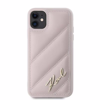 Karl Lagerfeld Diagonal Quilted Script apvalks viedtālrunim iPhone 11 / Xr - rozā