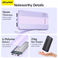 Ārējā baterija Power Bank Awei P20K 5V/2.4A 10000mAh melna