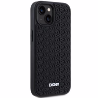 DKNY 3D Gumijas apvalks ar atkārtotu rakstu iPhone 15 Plus - melns