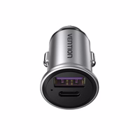 Vention Two-Port USB A+A(30+30) Car Charger pelēks Mini Style Aluminium Alloy Type