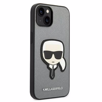Karl Lagerfeld Saffiano Karla Galvas Plāksteris apvalks iPhone 14 - sudraba