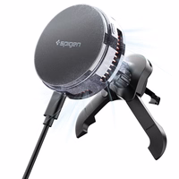 Spigen Essential EV25MFAQ Magnetic MagSafe auto gaisa atveru turetajs - Melns