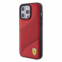 Ferrari Perforētās viļņu metāla logotips viedtālruņa apvalks iPhone 15 Pro - sarkans