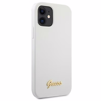 Guess GUHCP12SLSLMGWH iPhone 12 mini 5.4" balts/balts cietais apvalks Metal Logo Script