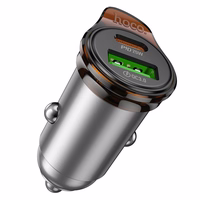 Automobiļa lādētājs Hoco USB A + USB C PD QC3.0 43W NZ16A metāla pelēks