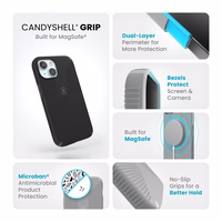 Speck Candyshell Grip MagSafe - iPhone 17e / 16e / 15 / 14 / 13 maciņš (melns / Slate pelēks)