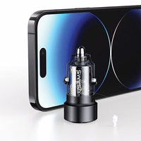 USAMS Auto lādētājs C39 USB+USB-C 60W Fast Charge melns CC208CC01 (US-CC208)