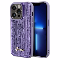 Guess Sequin Script Metal viedtālruņa apvalks iPhone 14 Pro Max – violets
