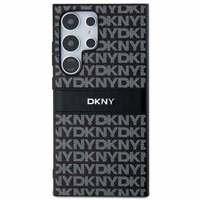 DKNY ādas Mono Stripe un Metal Logo viedtālruņa apvalks Samsung Galaxy S24 Ultra - melns