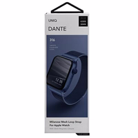 UNIQ siksniņa Dante Apple Watch Series 1/2/3/4/5/6/7/8/9/SE/SE2/SE3 38/40/41mm nerūsējošs tērauds zils/kobalta zils