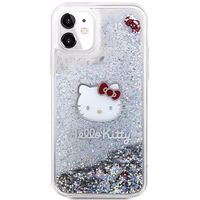 Hello Kitty šķidruma spīguļu piekariņa kaķa galvas viedtālruņa apvalks iPhone 11 / Xr - sudraba