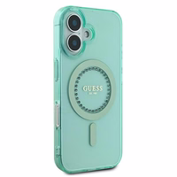Guess IML Rhinestones Magnētiskais viedtālruņa apvalks iPhone 16 Plus - zaļš