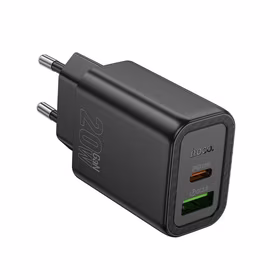 Lādētājs Hoco USB-A + USB-C QC3.0 PD 3A 20W N61 melns