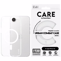 CARE by PanzerGlass Flagmanis Urban Combat Balta Magnētiskais iPhone 16e viedtālruņa apvalks - caurspīdīgs