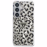 Guess maciņš IML Leopard Print Triangle MagSafe for Samsung Galaxy S26 melns