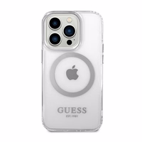 Guess GUHMP14LHTRMS iPhone 14 Pro 6.1" sudrabains/sudrabains cietais apvalks Metāla kontūra Magnētiskais