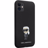 Karl Lagerfeld KLHCN61SMHKNPK viedtālruņa apvalks iPhone 11 / Xr - melns silikona Ikonik metāla piespraude