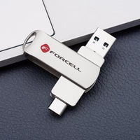 FORCELL F-DATA USB zibatmiņa Metal Duo 64GB USB3.2 Gen 1 (USB A / Type C) sudraba