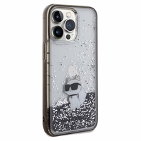 Karl Lagerfeld Liquid Glitter Choupette viedtālruņa apvalks iPhone 13 Pro / 13 - caurspīdīgs