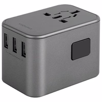 ENERGEA tīkla lādētājs 3xUSB+2xUSB-CPD-PPS-QC 3.0 35.5W 3A2C adapter 4w1 US/UA/EU/UK pelēks/gunmetal Travelworld