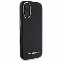 Karl Lagerfeld Saffiano pilnībā pārklāts iegarena metāla logotipa magnētiskais viedtālruņa apvalks iPhone 16 - melns