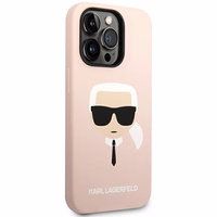Karl Lagerfeld KLHCP14LSLKHLP iPhone 14 Pro 6.1 "cietais apvalks rozā/rozā Silikona Karla Galva