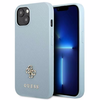 Guess GUHCP13SPS4MB iPhone 13 mini 5,4" zils/zils maciņš Saffiano 4G Small Metal Logo
