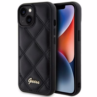 Guess Quilted Metal Logo viedtālruņa apvalks iPhone 15 - melns