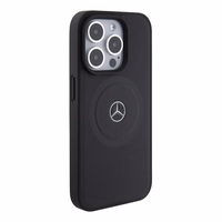 Mercedes MEHMP15X23RMMK iPhone 15 Pro Max 6.7" melns hardcase Crossed Lines Pattern Leather MagSafe maciņš