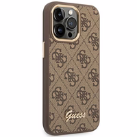 Guess GUHCP14LHG4SHW iPhone 14 Pro 6.1 "brūns / brūns cietais apvalks 4G Vintage Zelta Logotipa