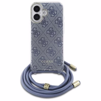 Guess Crossbody Cord 4G Print viedtālruņa apvalks ar siksniņu iPhone 16 - zils