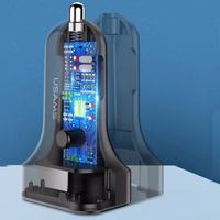 USAMS Auto lādētājs 2xUSB C13 2,1A 3w1 (microUSB/USB-C/lightning) melns NTU35YTSC13TZ