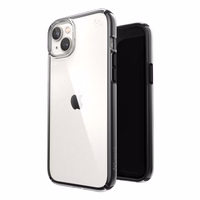Speck Presidio Perfect-Clear with Impact Geometry - iPhone 15 Plus / 14 Plus maciņš with MICROBAN Coating (Clear / melns)