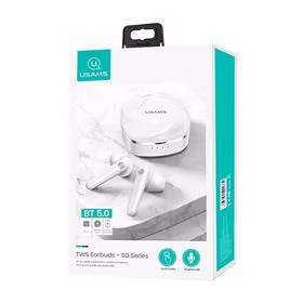 USAMS Austiņas Bluetooth 5.0 TWS SD series bezvadu balts BHUSD01