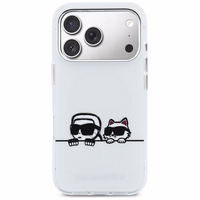 Karl Lagerfeld IML Karl & Choupette Peekaboo Logo MagSafe Maciņš for iPhone 17 Pro Max - balts