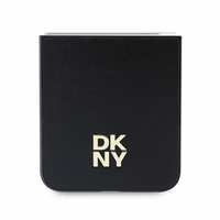 DKNY Viedtālruņa apvalks Samsung Galaxy Z Flip6 ar ādas un metāla dizainu Stack Logo – melns