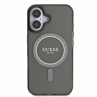 Guess IML Mirdzošs Aplis Magnētiskais viedtālruņa apvalks iPhone 16 - melns