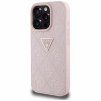 Guess Hot Stamp 4G Pattern Triangle Metal Logo iPhone 16 Pro viedtālruņa apvalks - rozā