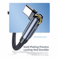 USB Kabelis Essager "Universal" (180' corner) Melns "Type-C" 200cm (up to 3A)