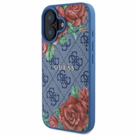 Guess GUHMP16SP4ROPEMCB iPhone 16 6.1" zils/zils cietais apvalks 4G Ziedu Druka Magnētiskais