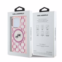 Karl Lagerfeld IML Monogramma Karl & Choupette Galva Magnētiskais Viedtālruņa apvalks iPhone 15 Pro - rozā