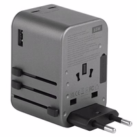 ENERGEA tīkla lādētājs 1xUSB+2xUSB-CPD-PPS-QC 3.0 65W 1A2C adapter 4w1 US/UA/EU/UK pelēks/gunmetal Travelworld Adapter GaN65W