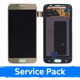 LCD Displejs Saderīgs ar Samsung G920 S6 Zeltains (Service Pack)