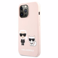 Karl Lagerfeld Silikonais Karl&Choupette apvalks iPhone 13 Pro / iPhone 13 - gaiši rozā krāsas