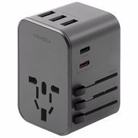 ENERGEA tīkla lādētājs 3xUSB+2xUSB-CPD-PPS-QC 3.0 35.5W 3A2C adapter 4w1 US/UA/EU/UK pelēks/gunmetal Travelworld